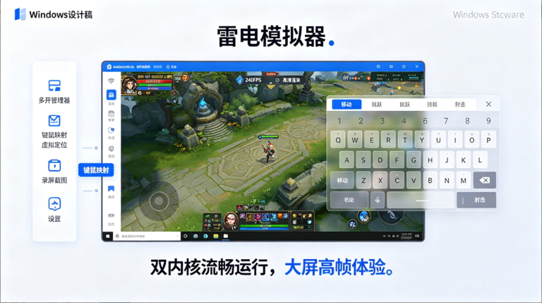 雷电模拟器电脑版：免费安卓模拟器，大屏畅玩手游+海外社交多开，低配也能跑